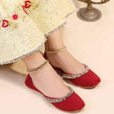 JootiShooti - Beaded Halo Red Khussa For Women