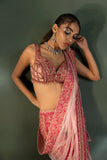 Shahid Chuhan - Saffron Sunburst Soft Net Saree For Women - Onlemonda Pink