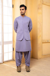 Shahjahan - Lavender Kurta Shalwar With Waistcoat - 3 Piece