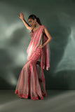 Shahid Chuhan - Saffron Sunburst Soft Net Saree For Women - Onlemonda Pink
