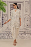 Rizwan Beyg - Meili Short Pearls Kurti - Irish Linen - White - 2 Pieces