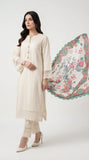 Reema Ahsan - Zima Cora Cotton Suit For Women - Ivory - 3 Piece