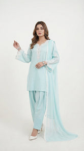 Reema Ahsan - Zyla Lawn Suit For Women - Ice Blue - 3 Piece