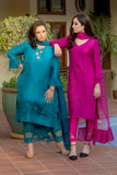 Salahuddin Pasha - Silk, Organza Suit For Women - Raspberry - 3 Piece