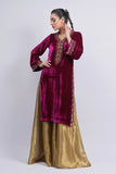 Salahuddin Pasha - Azalea Velvet Gharara For Women - Burgundy - 2 Piece