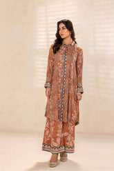 SAFWA - Printed - Orange - Lawn - 2 Piece - Stitched