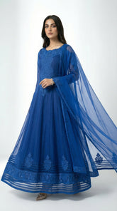 Reema Ahsan - Rida Cotton Net Suit For Women - Royal Blue - 3 Piece