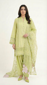 Reema Ahsan - Renaya Cora Cotton Suit For Women - Line Green - 3 Piece