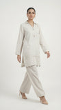 Reema Ahsan - Siya Irish Lawn Suit For Women - Light Grey - 2 Piece