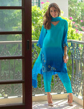 Salahuddin Pasha - Silk, Organza Suit For Women - Firozeh - 3 Piece