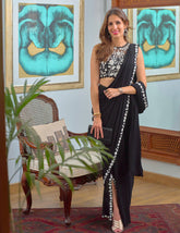 Salahuddin Pasha - Mehtab Silk Saree For Women - Black - 2 Piece