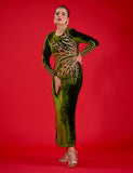 Salahuddin Pasha - Jade Velvet Kaftan For Women - Green - 1 Piece