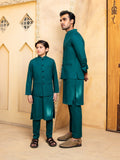 Shahjahan - Teal Kurta Trouser With Waistcoat - 3 Piece