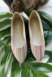 MILLI SHOES - Vibrant Striped Pointed Flats - Pumps - Fawn Multi - 8505