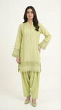 Reema Ahsan - Renaya Cora Cotton Suit For Women - Line Green - 3 Piece