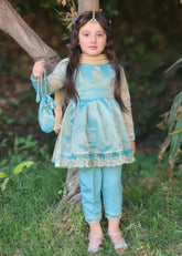 Modest - Maysuri Embroidered Frock For Girl - 3 Piece