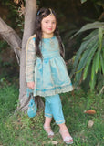Modest - Maysuri Embroidered Frock For Girl - 3 Piece
