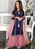 Modest - Raw Silk Gharara For Girl - Blue - 3 Piece