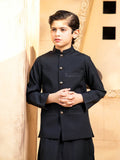Shahjahan - Black Kurta Trouser with Waistcoat - 3 Piece