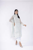 Sadia Aamir - Mina - Ice Blue Khaddi Net Shirt and Dupatta with Culottes - 3 Piece - Studio by TCS