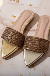 Milli Shoes - Fancy Slides For Women - Golden - Studio by TCS