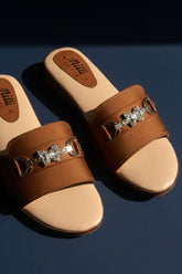 Milli Shoes - Platform Heel Slides For Women - Brown