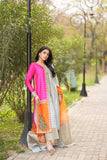 Fozia Khalid - ABEER - Silk - Orange/grey/pink - 4 Piece