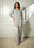Insia Sohail - Silver Slate - Silver - Pure Organza & Shimmer Fabric - 2 Piece