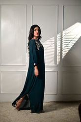 Insia Sohail - Kaftaan - Emerald Green - Chiffon - 2 Piece