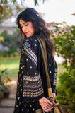 Omal by Komal - Afsana - Black - Jacquard & Khaadi Net - 3 Piece
