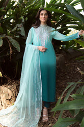 Natasha Kamal - Gorgette Chiffon Alana Suit For Women - Shaded Aqua - 3 Piece