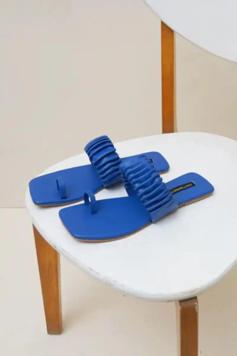 JootiShooti - Aloha Ruffle Slides (Blue) - Vegan Leather - Studio by TCS