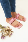 JootiShooti - Aloha Ruffle Slides (Pink) - Vegan Leather - Studio by TCS