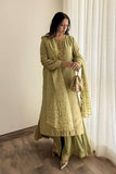 Minutiae - Amara - Shisha Silk/Cotton Silk/Banarsi Chiffon - Pistachio Green - 3 Piece