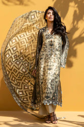 Sania Maskatiya - Amber Cotton Net & Raw Silk Suit For Women - Dove Grey - 3 Piece