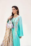 Nilofer Shahid - Aqua Korean Silk Shirt & Pants with Pure Khimkhaab Shawl - 3 Piece - Studio by TCS