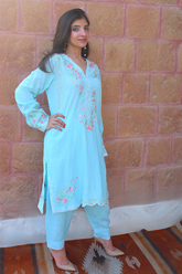 Nazia and Parisa - Aqua - Blue - Lawn - 2 Piece