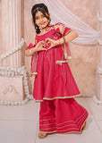 Modest - Maysuri Embroidered Sharara For Girl - Pink - 3 Piece
