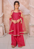 Modest - Maysuri Embroidered Sharara For Girl - Pink - 3 Piece