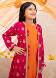 Modest - Rawsilk Embroidered Gharara For Girl - Orange - 3 Piece