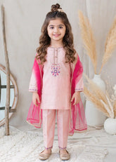 Modest Cotton Lawn Embroidered Gharara Pink 3 Piece