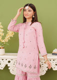 Modest - Rawsilk Embroidered Pink Gharara - Girls 3 Piece Suit
