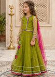 Modest Girls 3 Piece Green Net Lehenga