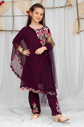 Modest - Pearl Cape Shirt - Purple - Chiffon - 3 Piece