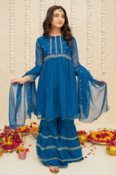 Modest - Chiffon Blue Suit | 9245 - Chiffon - Blue - 3 Piece