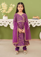Modest - Linen Purple Printed - Girls 3 Piece Suit