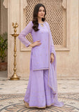Modest Women 3 Piece Lavender Chiffon Gharara