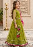 Modest Girls 3 Piece Green Net Lehenga