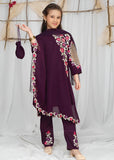 Modest - Pearl Cape Shirt - Purple - Chiffon - 3 Piece