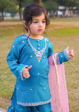 Modest - Rawsilk Embroidered Gharara For Girl - 3 Piece